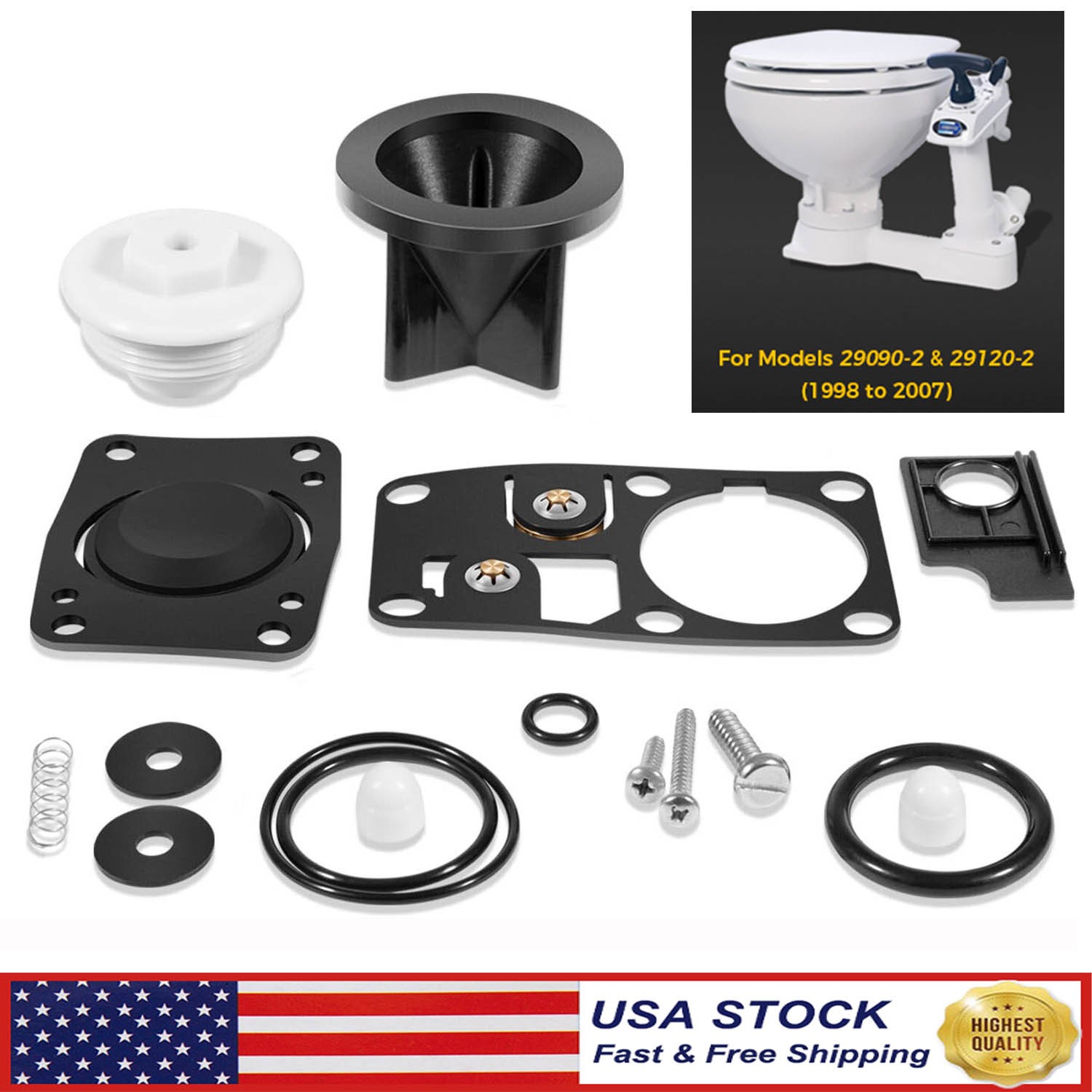 Replace Jabsco 29045-2000 Twist N Lock Marine Manual Toilet Service Kit 98-07