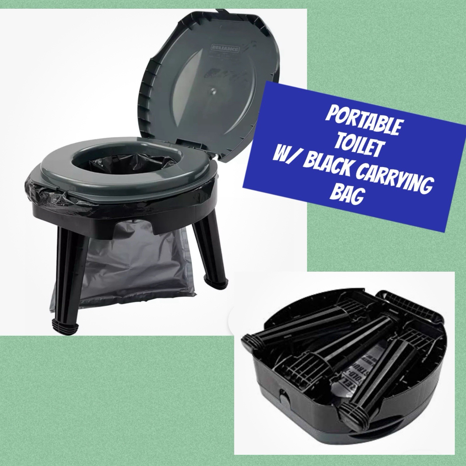 Folding Portable Toilet Fold-To-Go Collapsible Commode Camping Hiking TRAVEL ATL