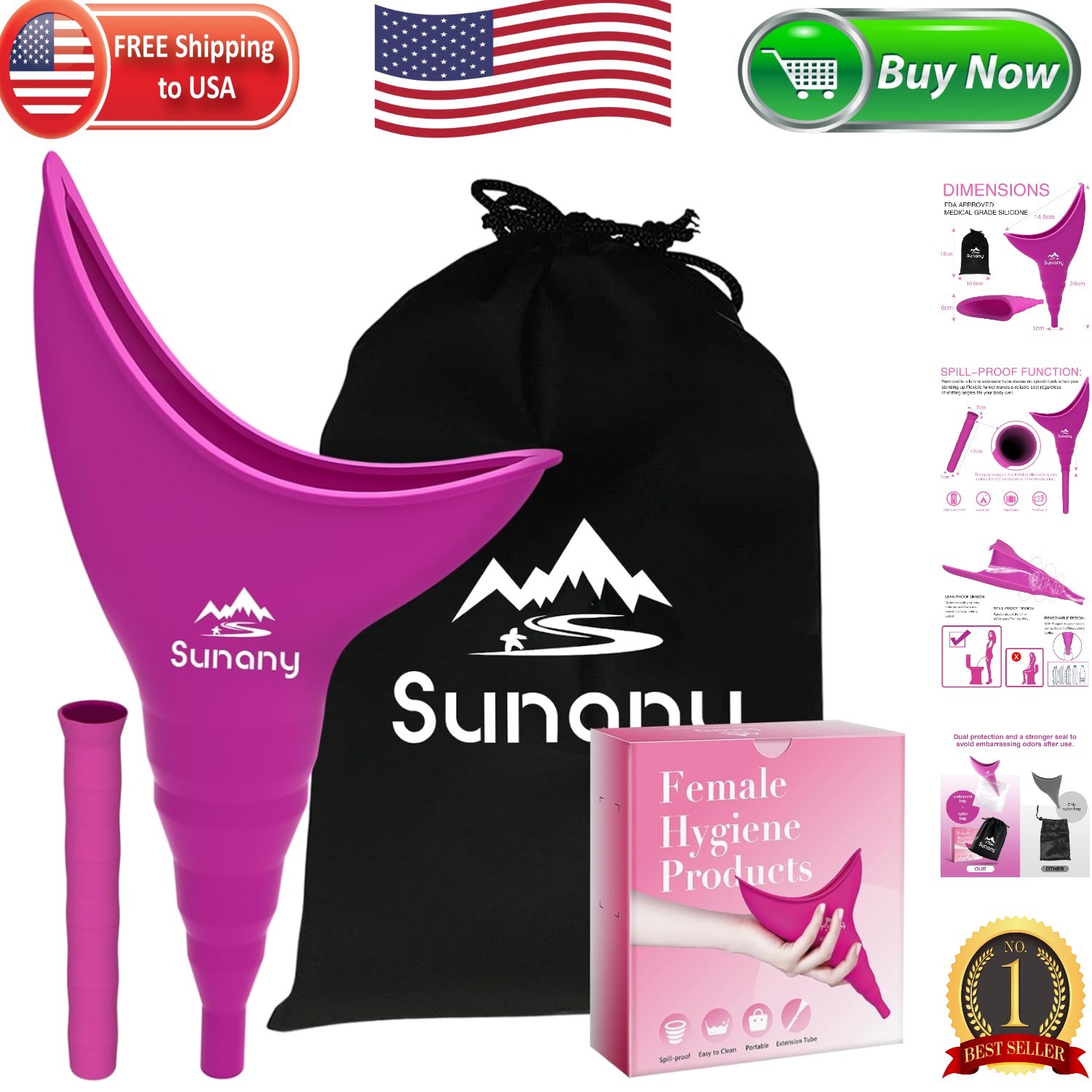 Revolutionary Fuchsia Silicone Pee Funnel for Women – Comfort & Hygiene Combined