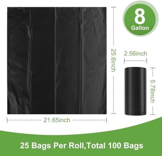 100 Portable Toilet Bags, Drawstring Biodegradable Camping Potty Bags 25 Count