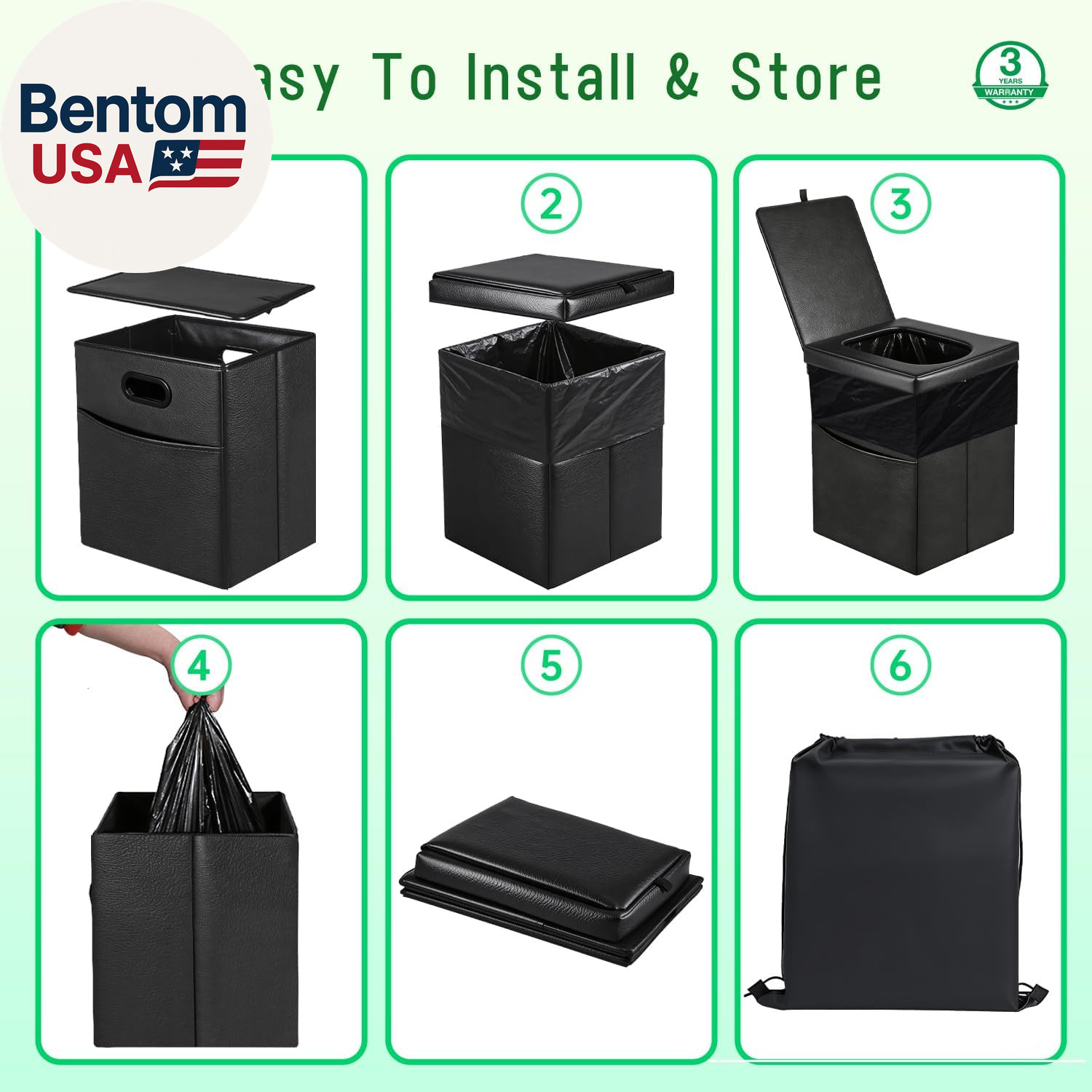 16.5″ XL Portable Toilet for Camping, Foldable Travel Toilet for Adults with Cus