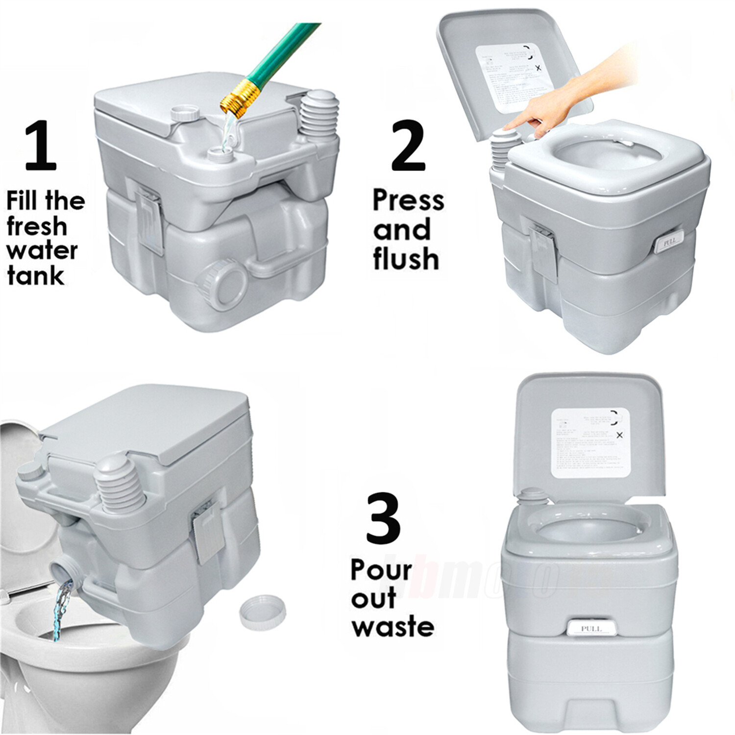 H:42 L:41 W:35 CM Temporary Toilet For Outdoor Touring Car Tent Small Room GRAY