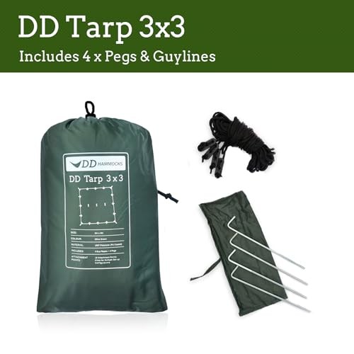 – DD Tarp 3×3 – Coyote Brown (10ft x 10ft) – 100% Waterproof – Lightweight &