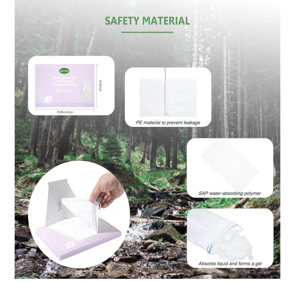 10 Pack Disposable Urine Bags 1000ML Portable Urinal Bag Vomit Bags