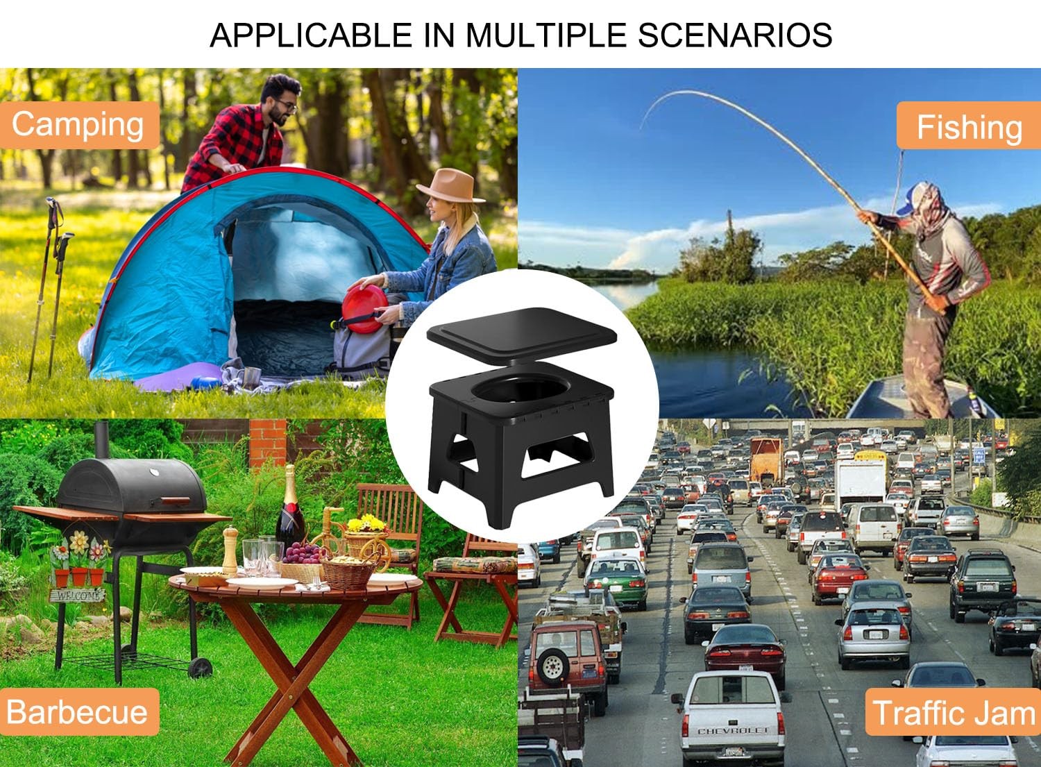 Camping Portable Chair,Firm Foldable With Lid,Folding Stool For Travel Wild F…