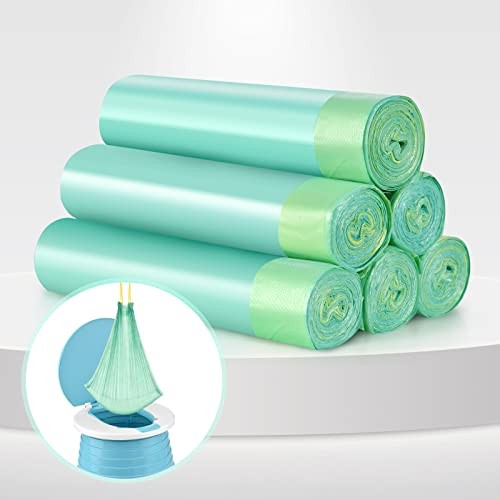 Portable Travel Potty Chair Liners Bags Universal with Drawstring, 90 Green