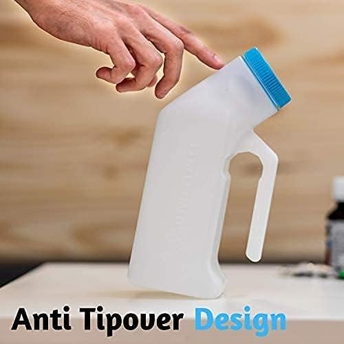 Heavy Duty 32 oz Spill-Proof Urinal for Men – Includes Glow-in-Dark Lids, 2 Pack