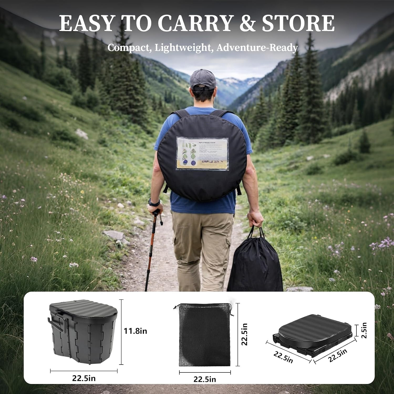 Portable Camping Toilet with Privacy Tent – Foldable Toilet Set for Adults and E