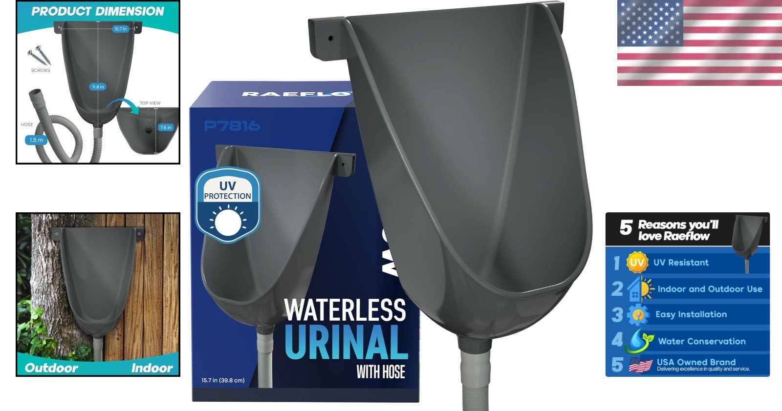 Durable Plastic Outdoor Urinal with Hose – Minimal Maintenance & Water Saving