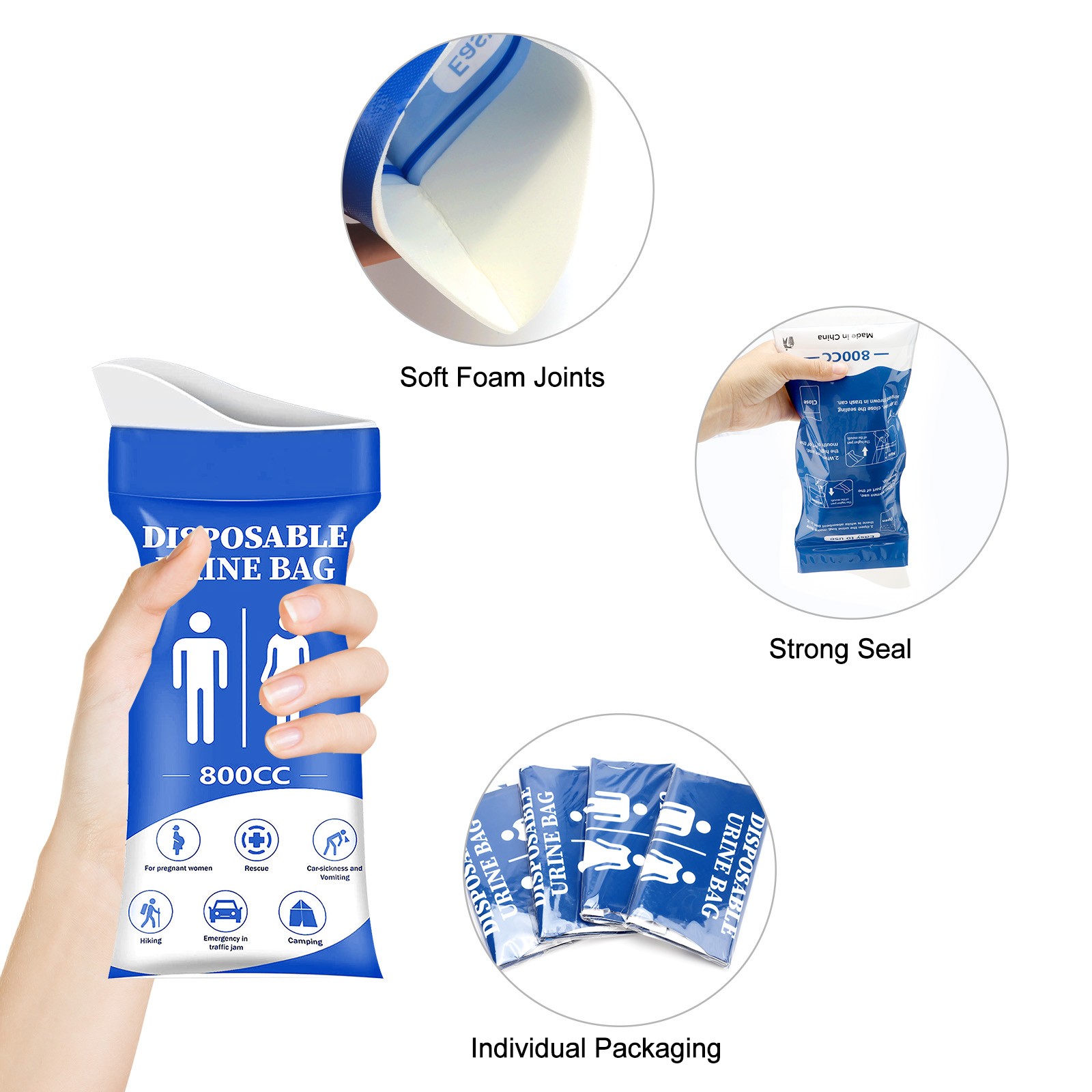 24X Disposable Urine Vomit Bag 800ML Portable Emergency Pee Traffic Trip Patient