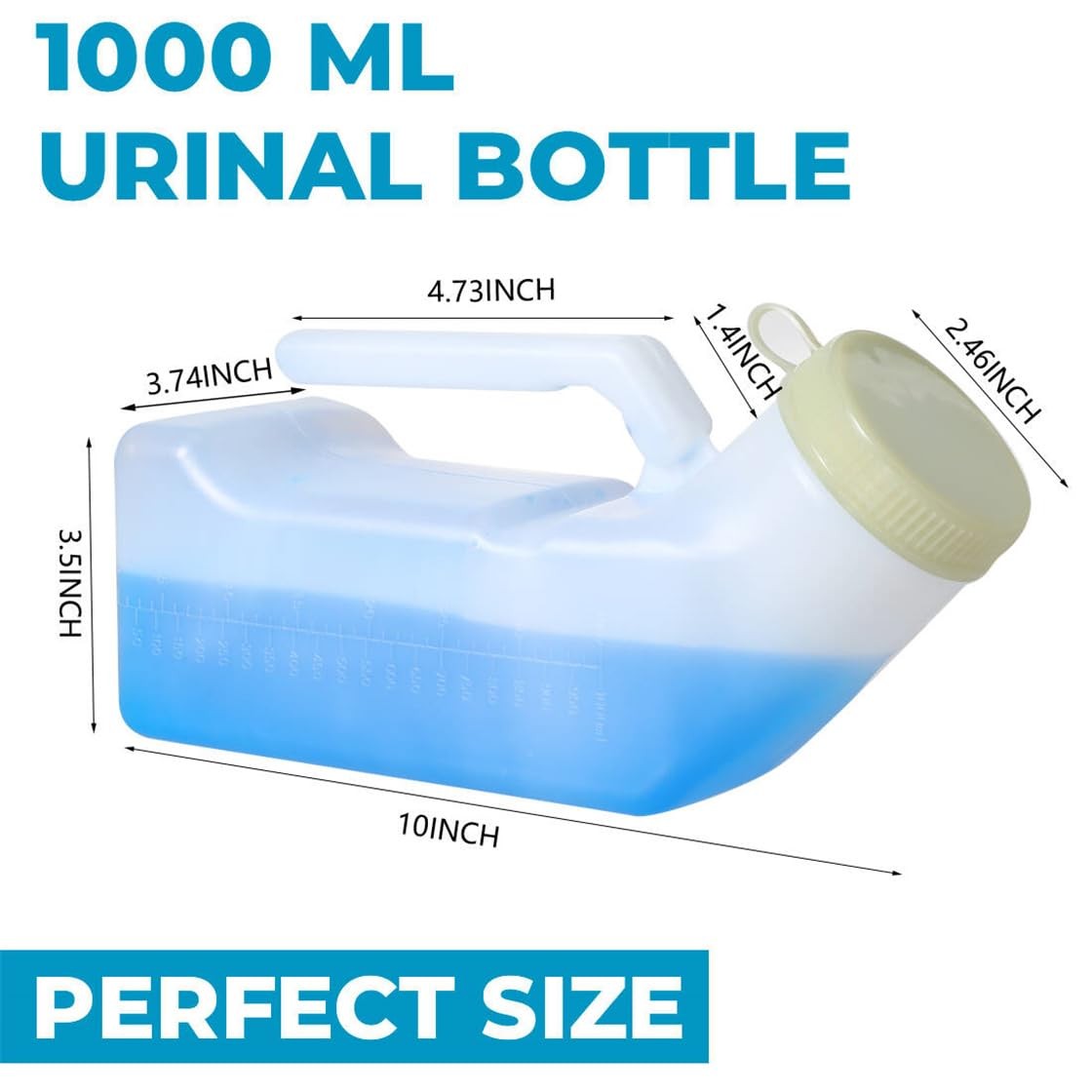 Men’s Urinal Bottle Portable Urine Bottles for Men 1000ML Emergency Plastic …