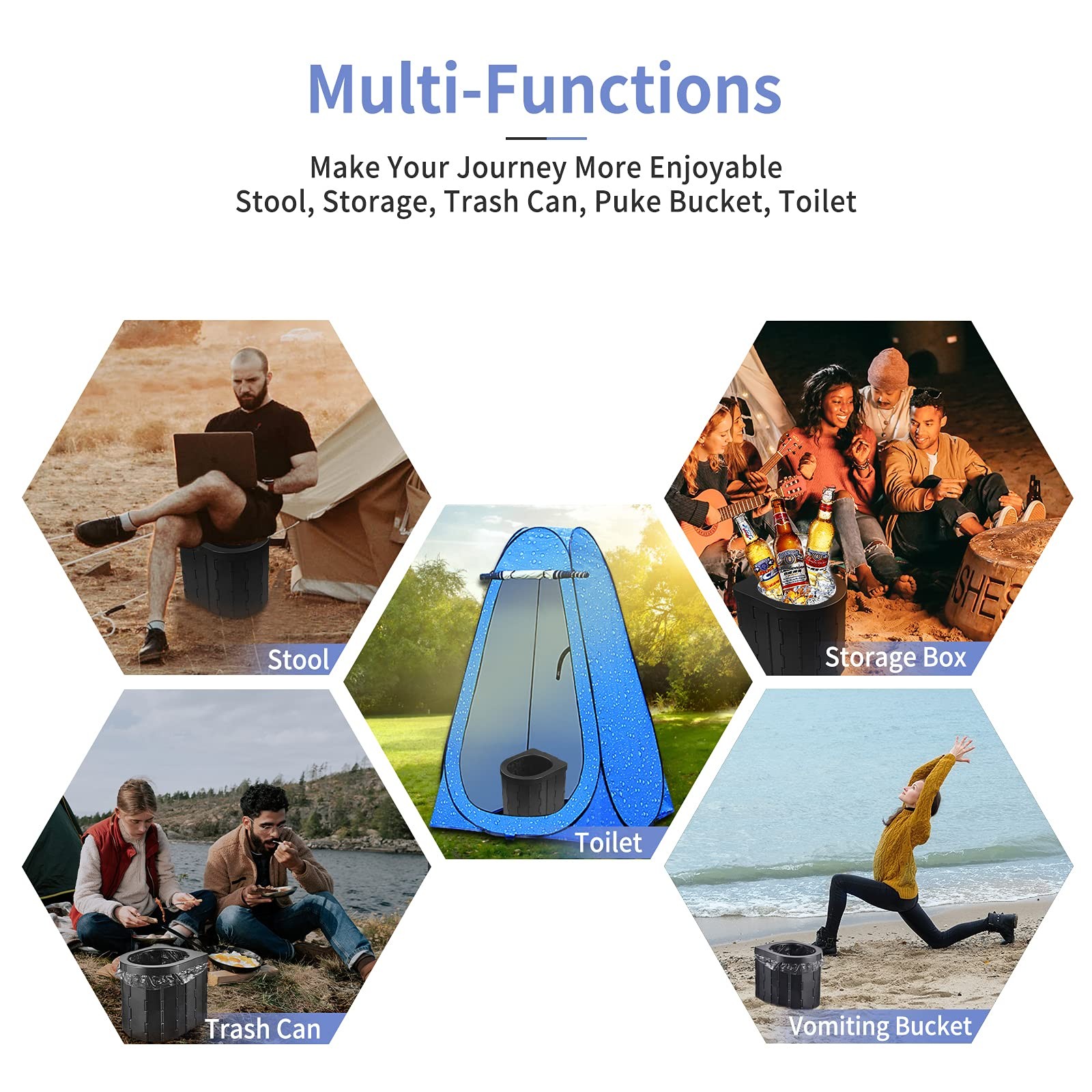 Portable Camping Toilet Adult Travel Potty Commode Bucket Outdoor Car