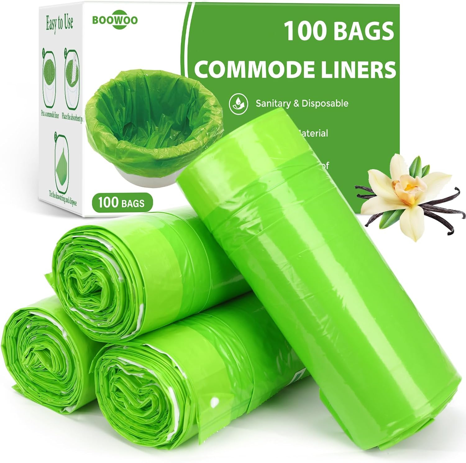 Bedside Commode Liners Bags, Universal Fit for Commode Chair, Camping Toilet | 1