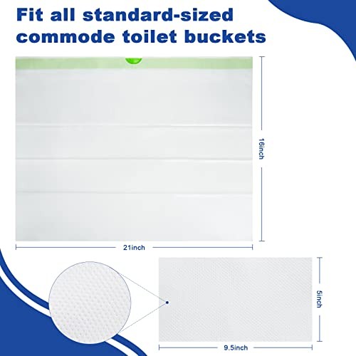 Kovevo 60 Pack Commode Liners with Absorbent Pads, 60 Bedside Commode Liners