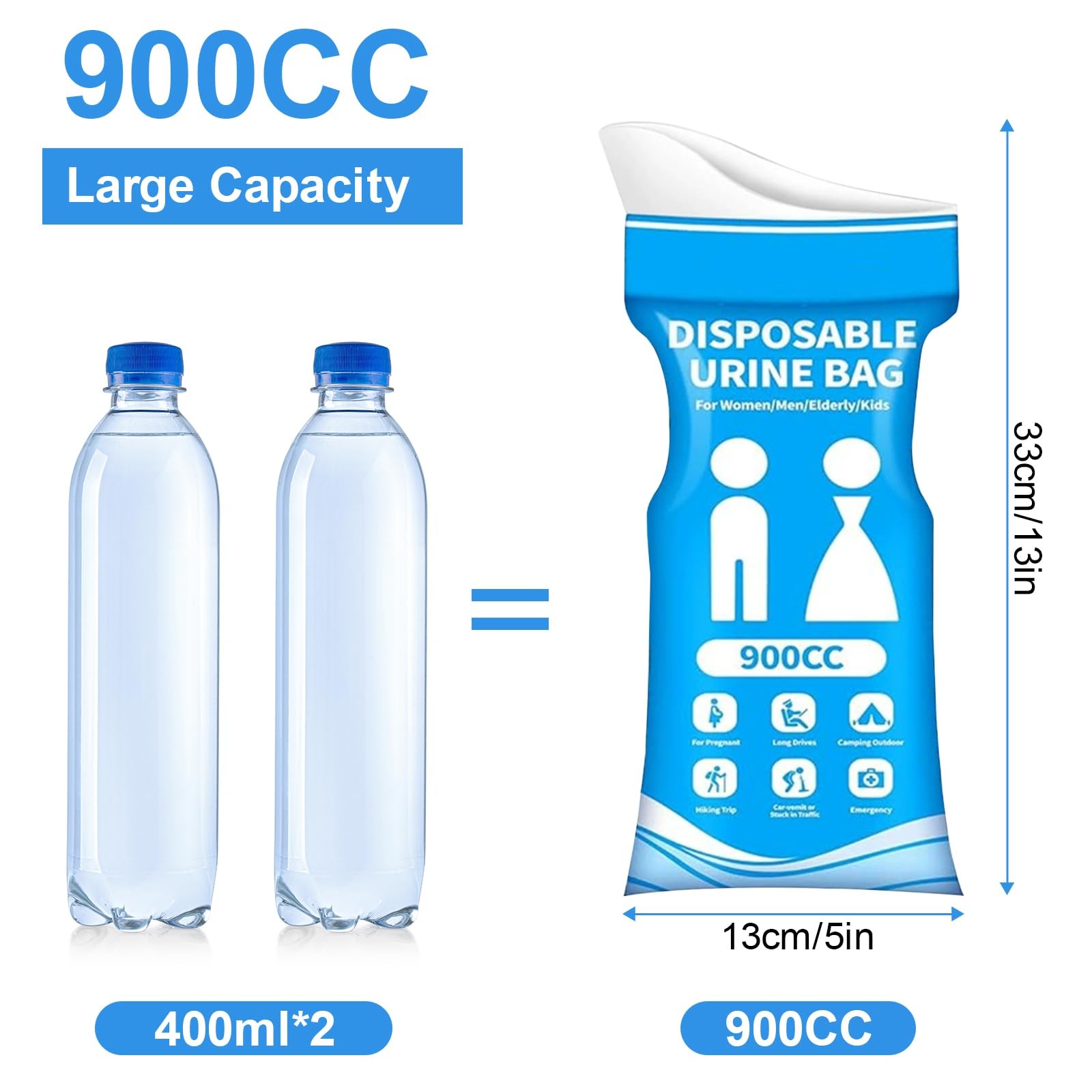 10PCS Disposable Urine Bag,Vehicle-Mounted Urine Bags,Portable Pee Bags for W…