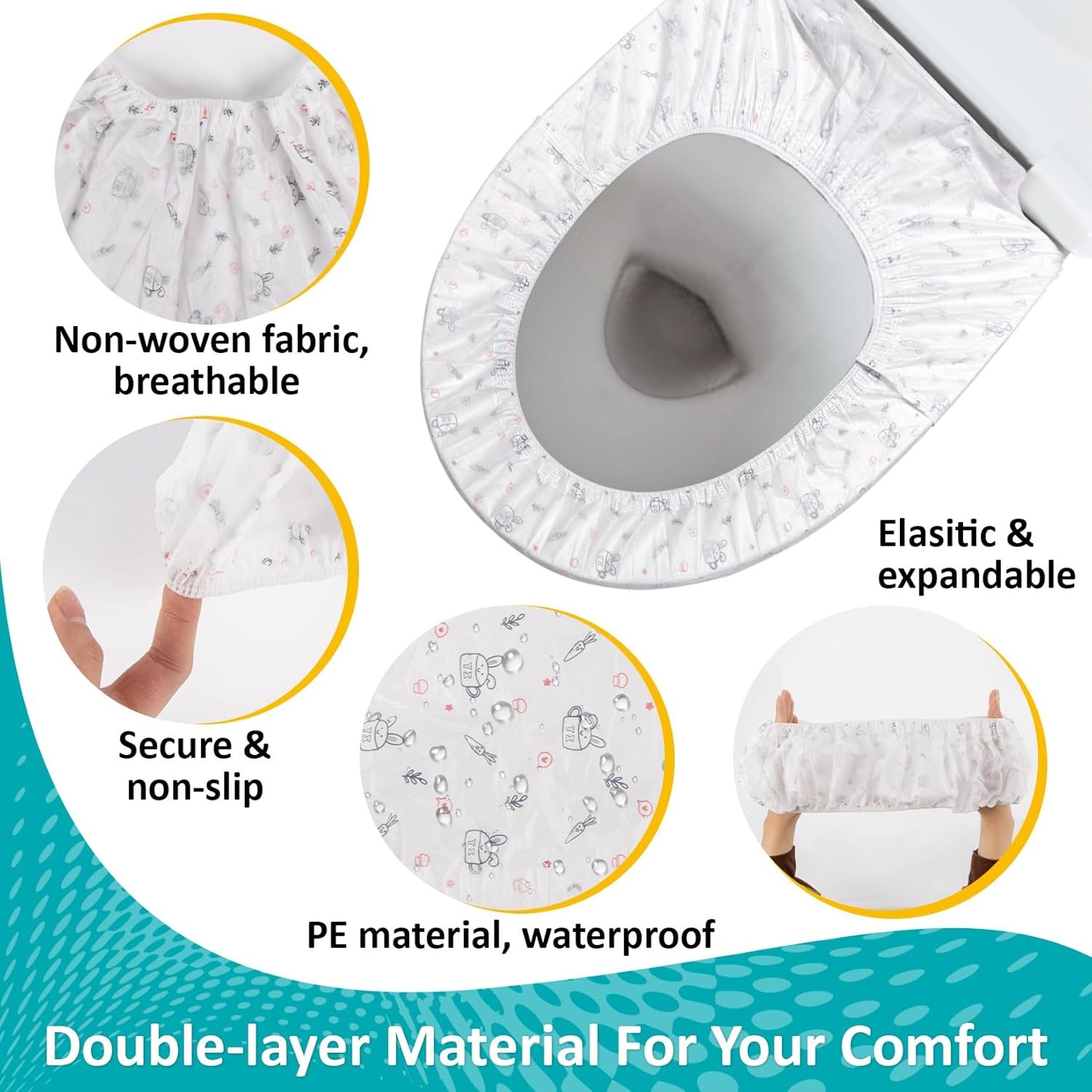 15pcs Disposable Toilet Seat Covers Waterproof Travel Portable Non-Woven Mats