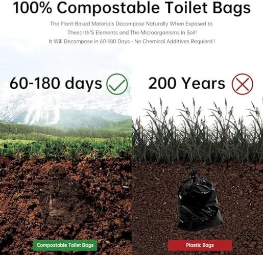 25/50 / 75 Pcs Portable Camping Toilet Bags,5 Gallon Compostable Toilet 3 Rolls
