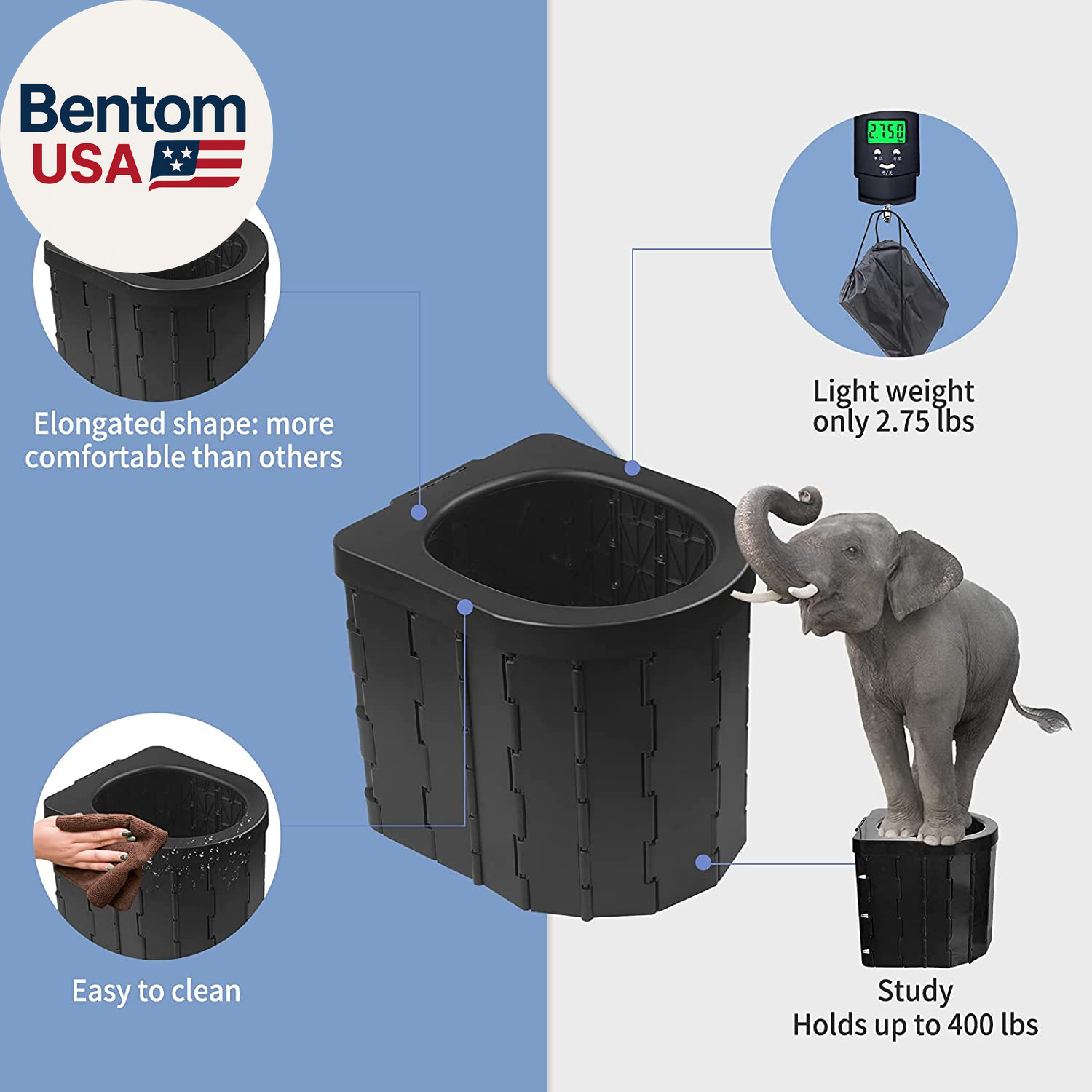 Portable Toilet for Camping, Potty Adults, Porta Travel Commode Bucket Car, Trav