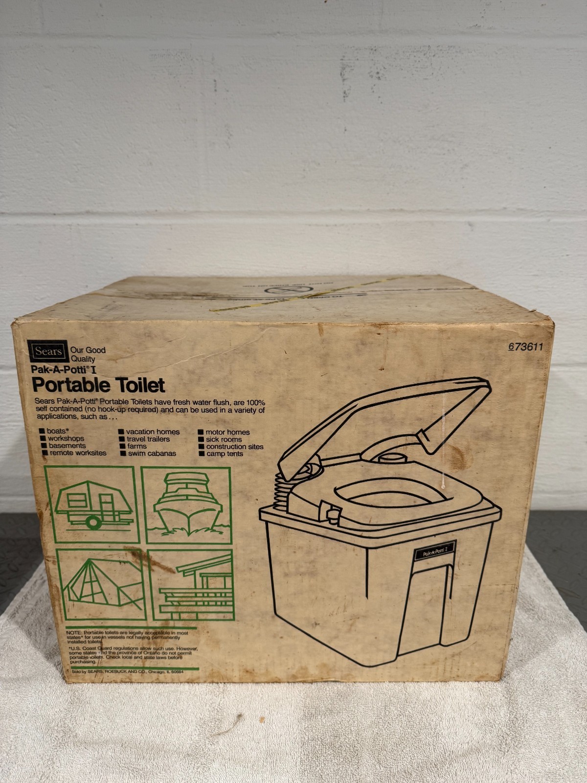 NEW sealed Vintage Sears Pak-A-Potti I Camping Portable Toilet Easy to Clean