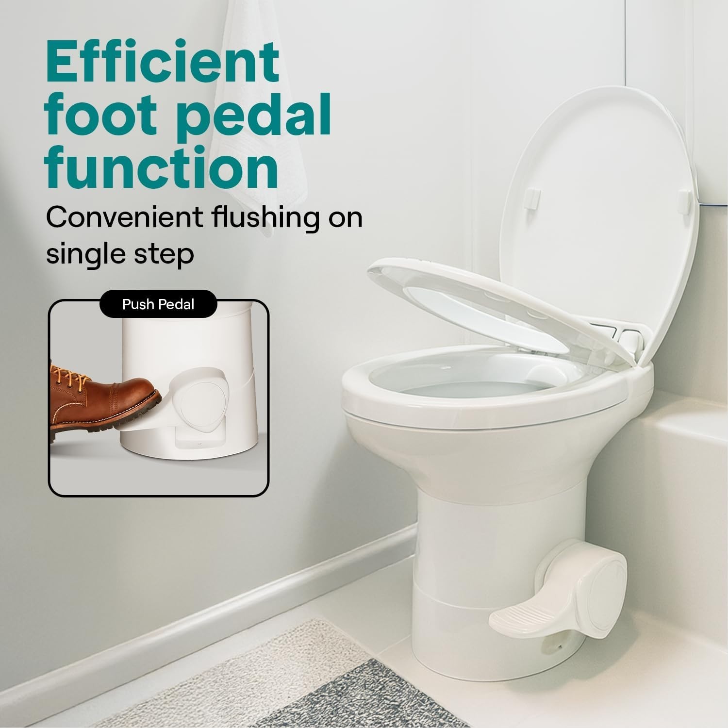 RV Toilet – Small Camp Toilet with Foot Pedal and a Hand Sprayer, Leak-Proof,…