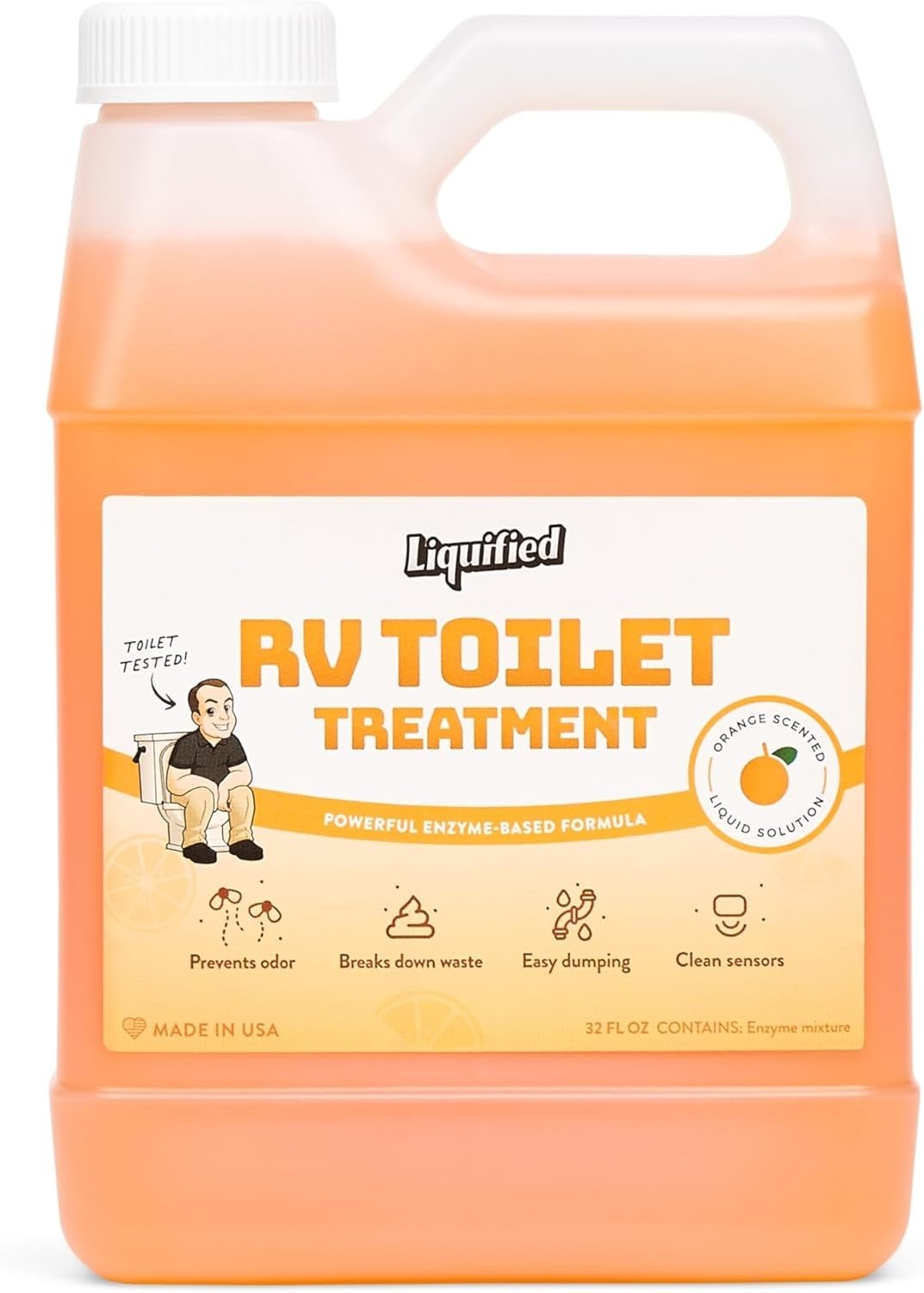 Biodegradable RV Waste Digester & Odor Eliminator with Fresh Orange Scent – 32oz