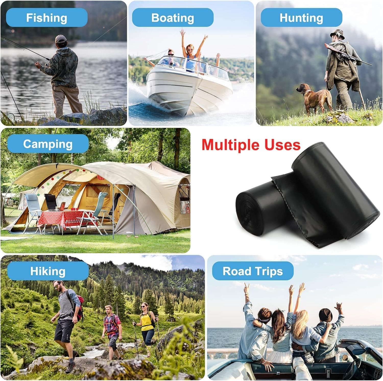 80 Portable Camping Toilet Bags, Biodegradable Porta Potty Bucket Toilet Bags…