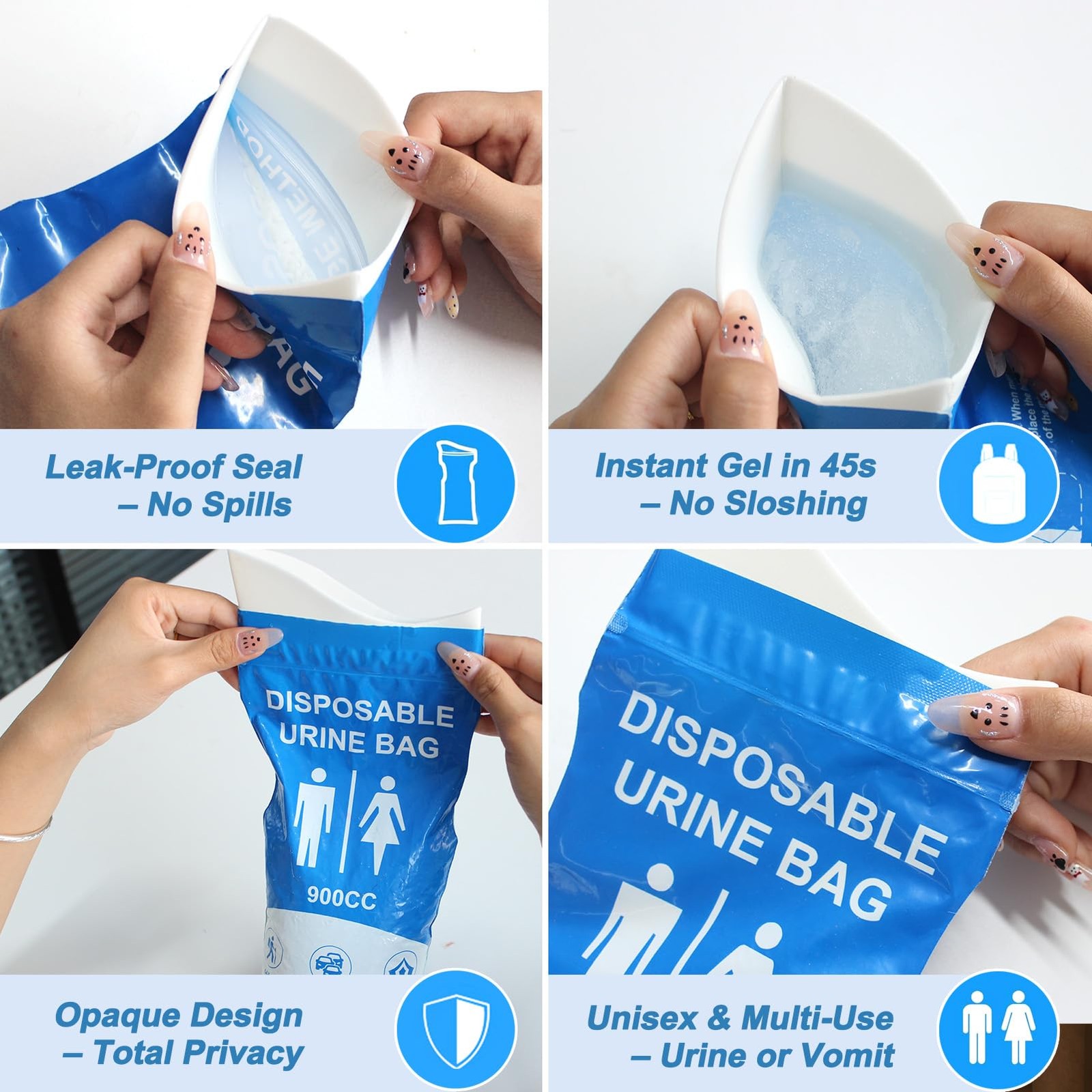12 PCS Disposable Urine Bags 900ml Unisex Leak-Proof Portable Urinal and Vomi…