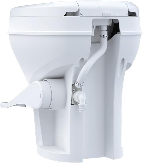 Residential Height Camper/RV Toilet with Sprayer Attachment, 18.5” Standard H…