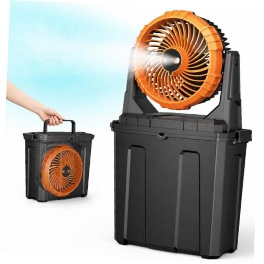 1.35 Gal Portable Misting Fan, Outdoor Fans for Patios, [Max 30H] Light Orange