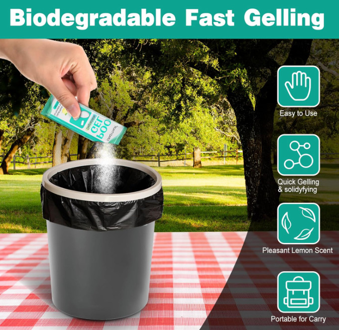 Portable Toilet Gel Powder – Odor Control for Camping, Hiking & Travel Toilets