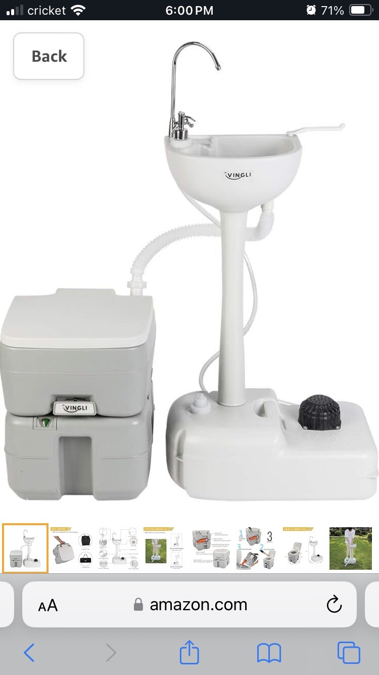 5 Gallon Portable Toilet And Portable Sink Combo
