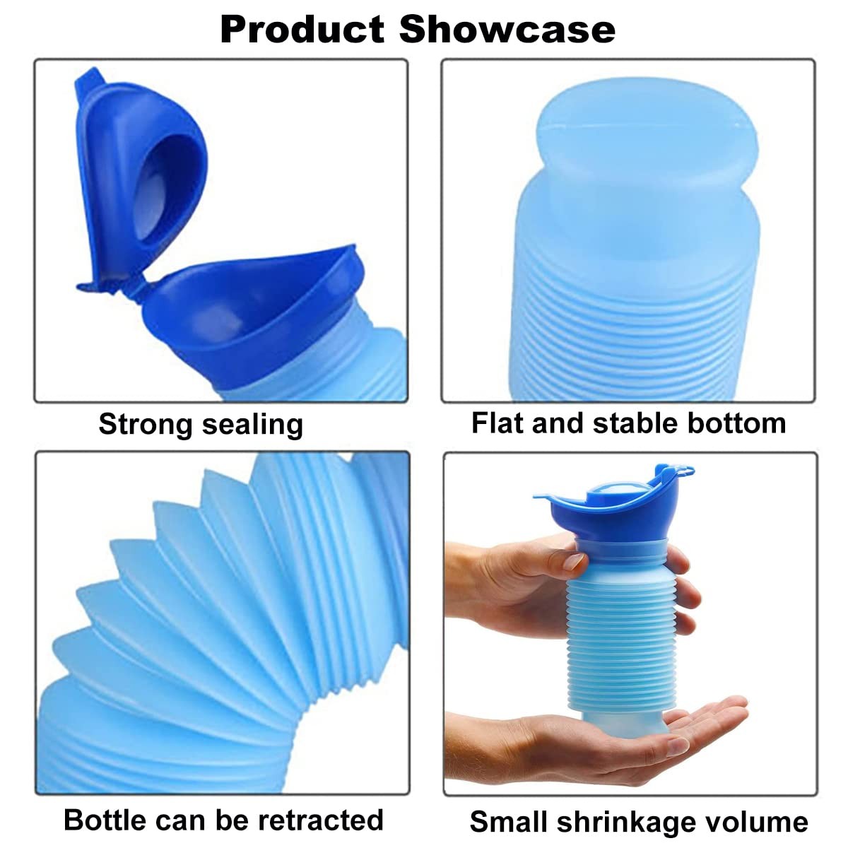 Shrinkable Urinal 2 Pack 750ml Male Female Portable Mobile Toilet T…