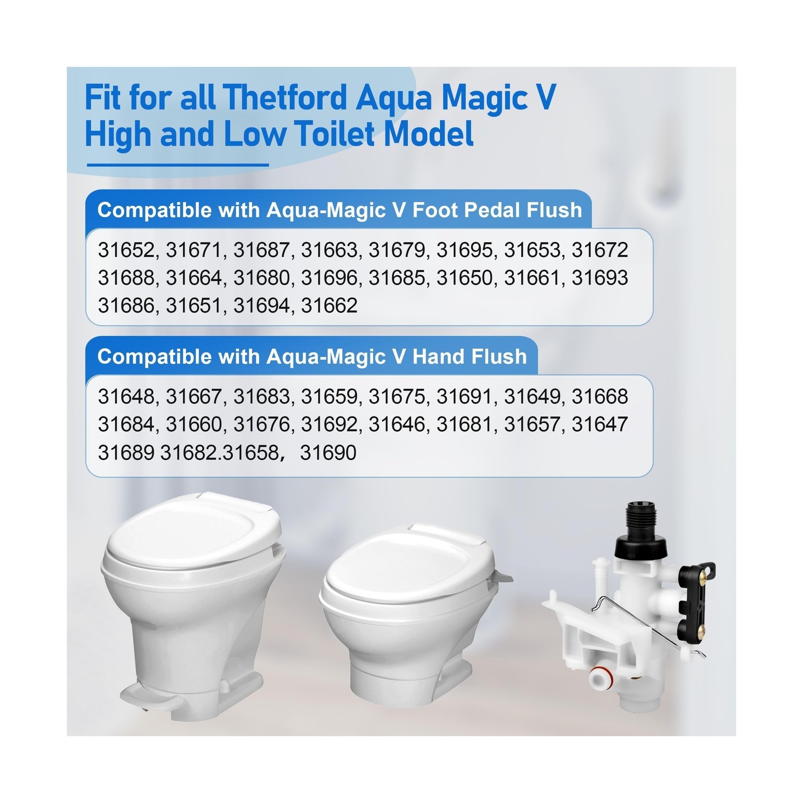 RV Toilet Water Valve Kit For Thetford Aqua-Magic 31705/31688