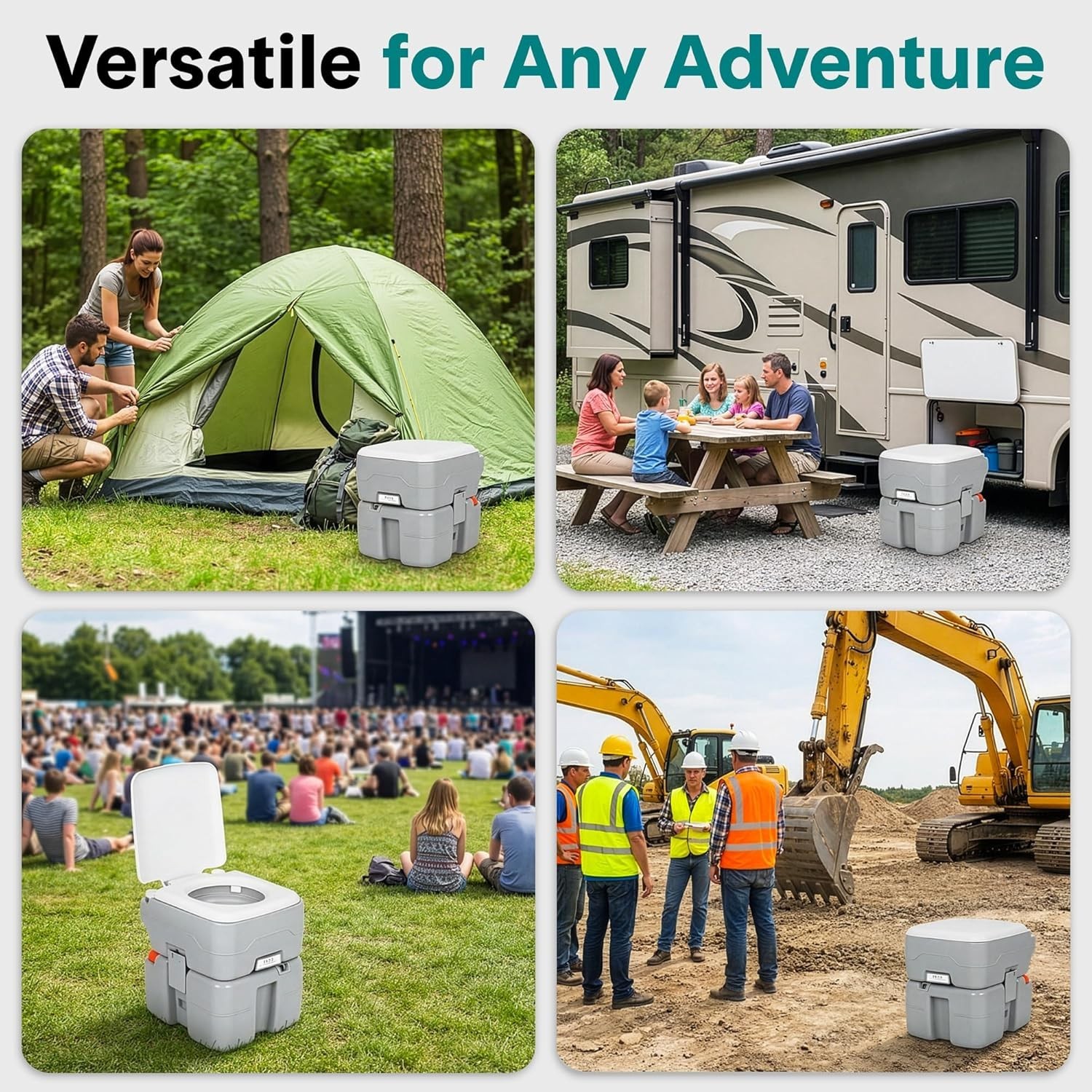 Portable Camping Toilet with Carry Bag, Level Indicator