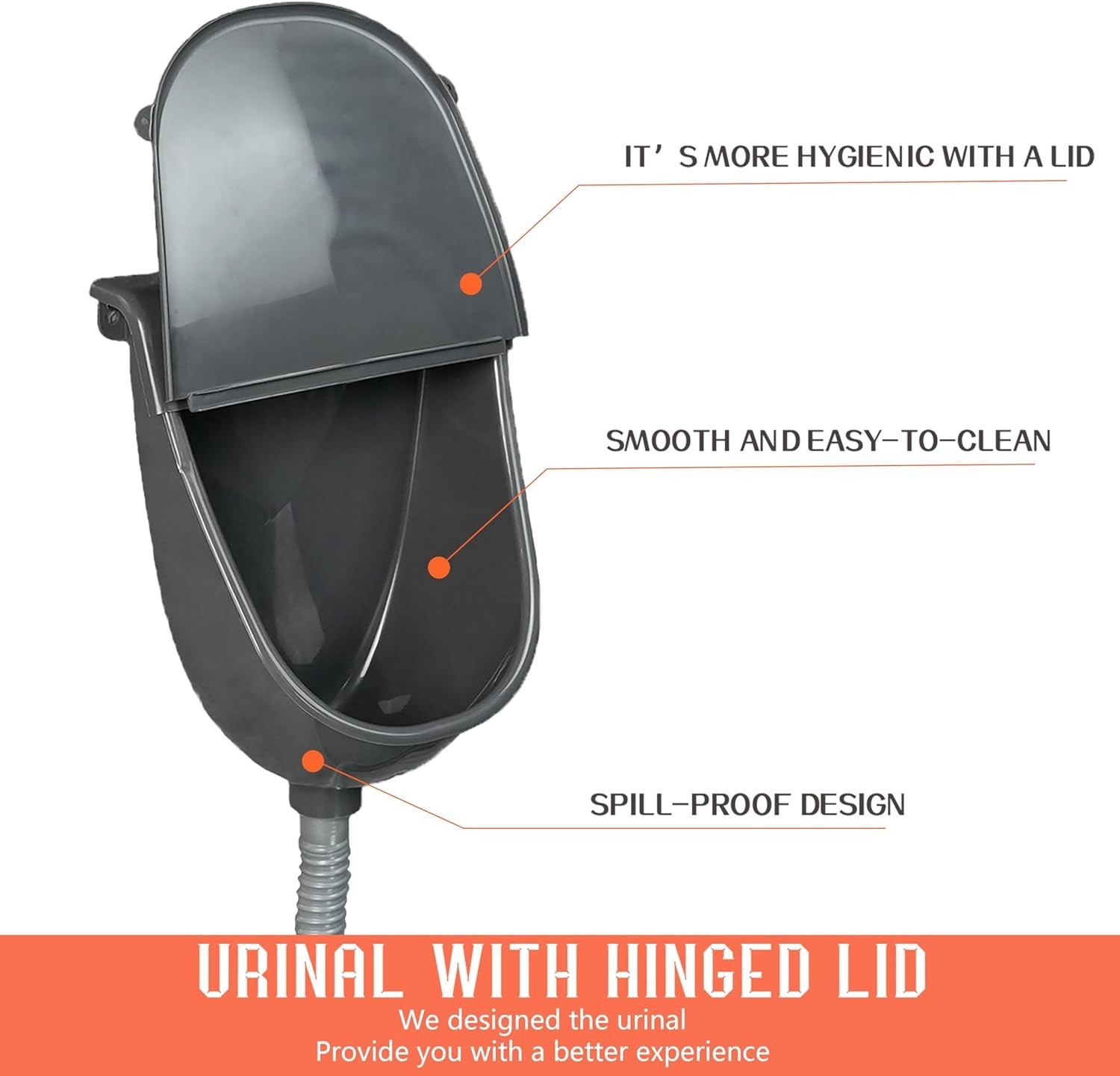 NEW Wall Mounted Waterless Urinal w/ Hinged Cover Indoor Outdoor Bathroom RV Gar