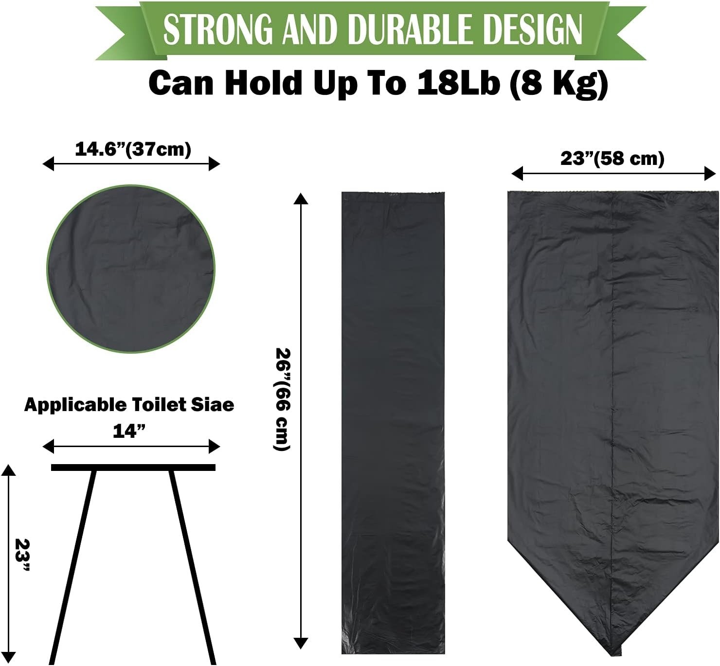 Portable Toilet Bags for Camping, 20 Count Toilet Replacement Bags, 8 Gallon, 30