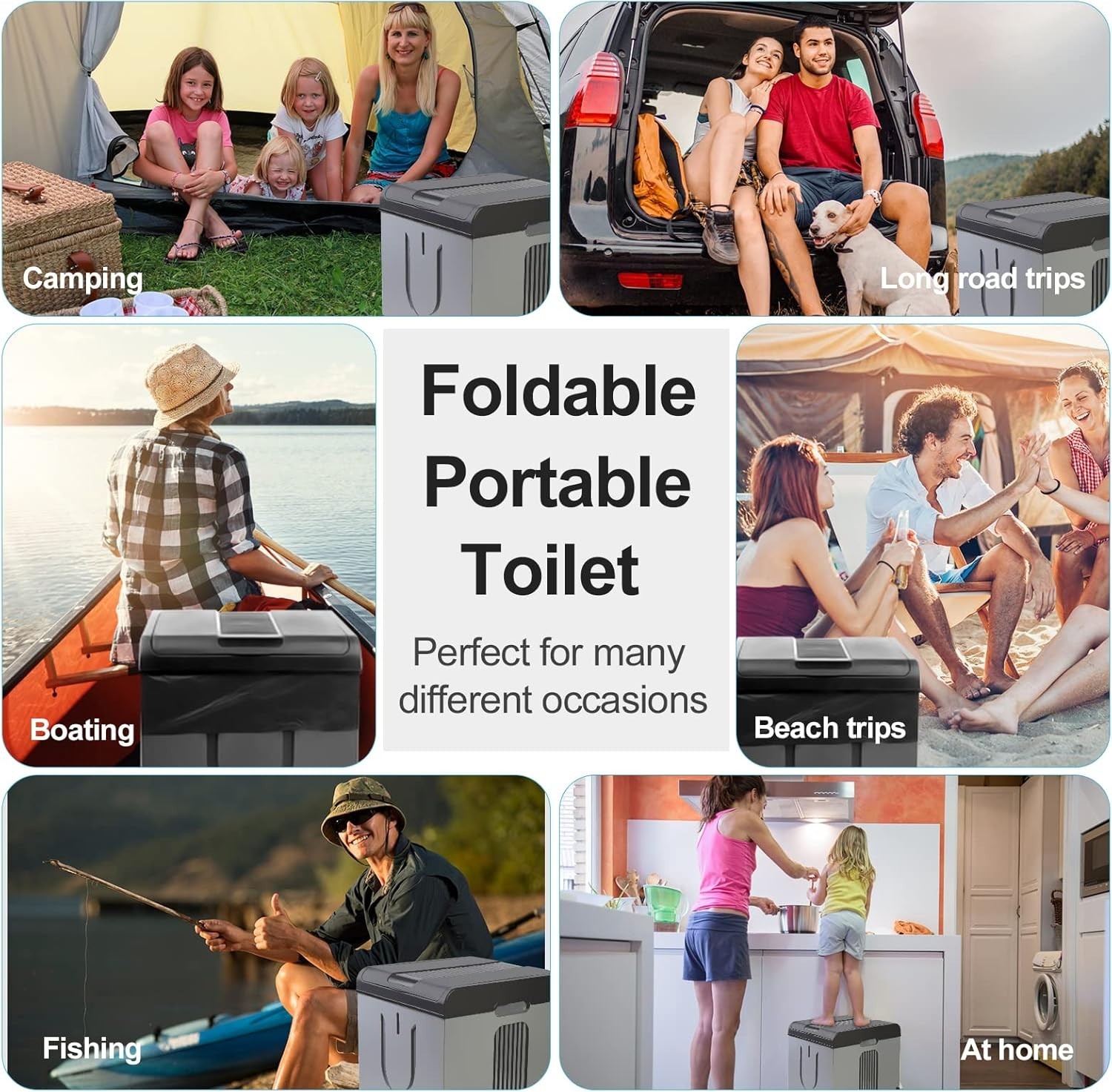 XXL Portable Toilet Camping Toilets for Car Indoor Outdoor Commode Foldable T…