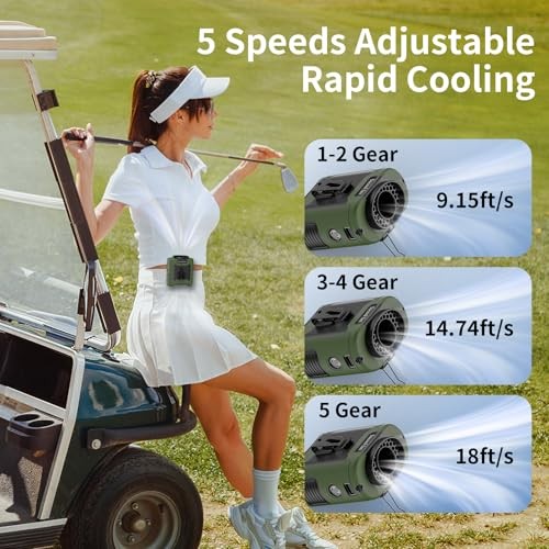 Socool Portable Waist Fan Clip on Wearable Belt Personal Fan 10000mAh Green