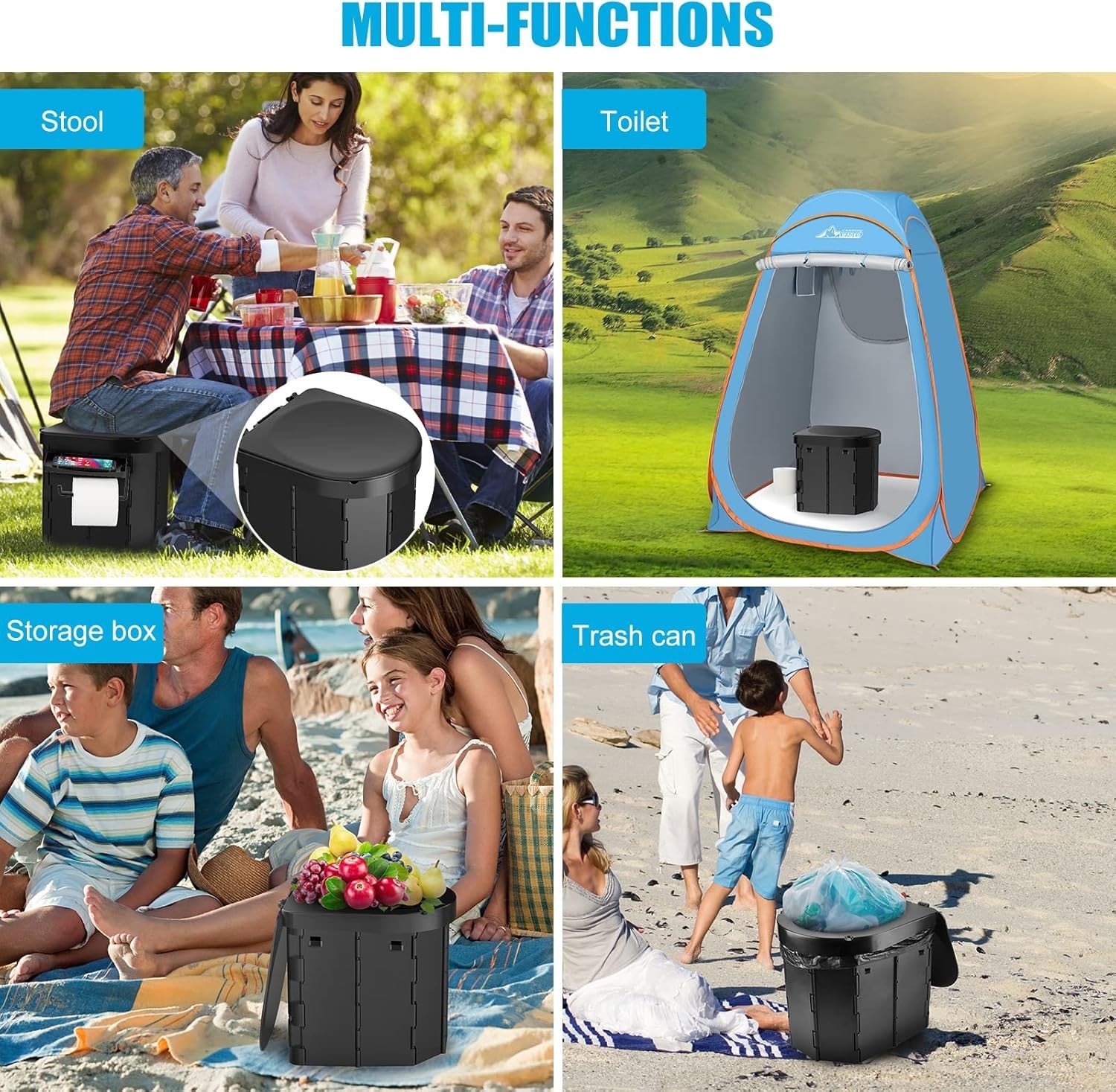 Portable Toilet 5 Gallon 20L Flush porta-potty Outdoor Indoor Travel Camping