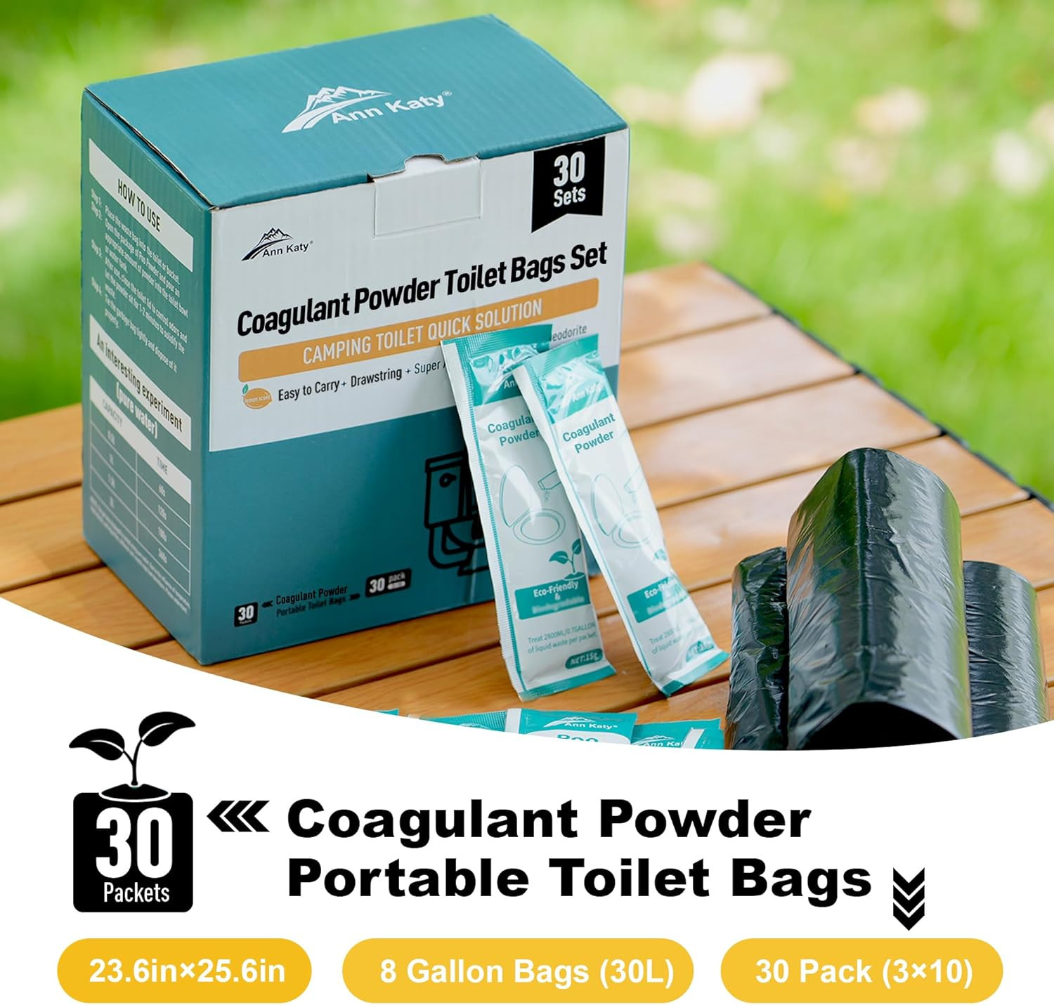Super Absorbent Polymer 30 Packs,Portable & Fast-Absorbing Camp Toilet Chemicals