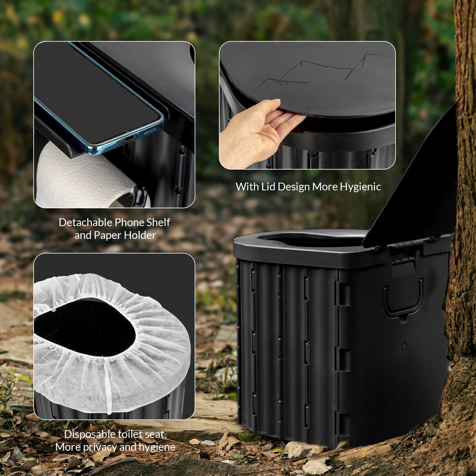 Portable Camping Toilet with Pop-Up Privacy Tent, 12-Inch Seat, 400 lb Capacity