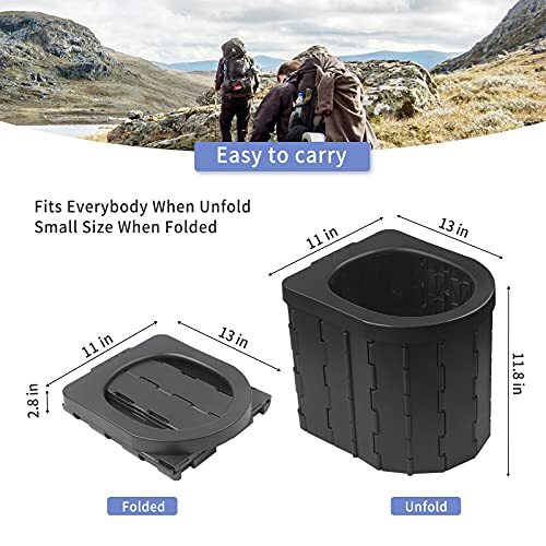 Portable Toilet for Camping, Portable Porta Potty Travel Toilet Bucket 13″x11.8″