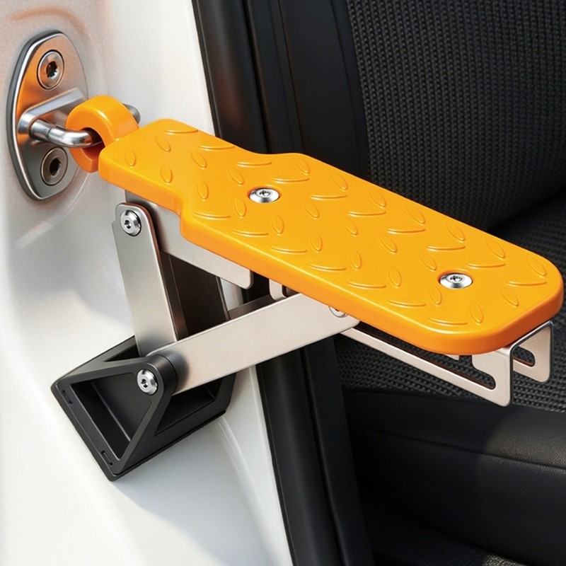 Vehicle Step with Adjustable Support for Access and Roof Reach