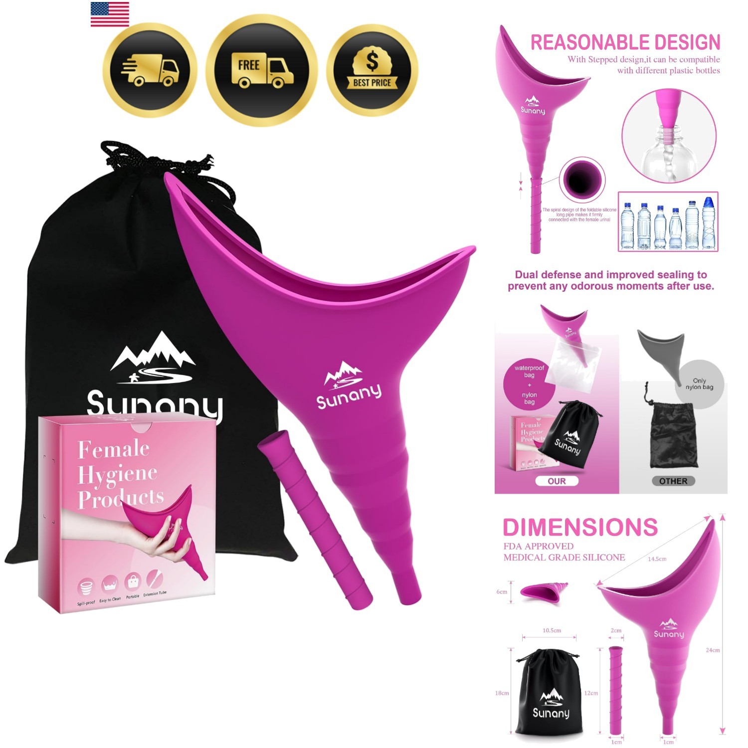 Female Urination Device, Reusable Female Urinal Silicone Women Pee Funnel All…