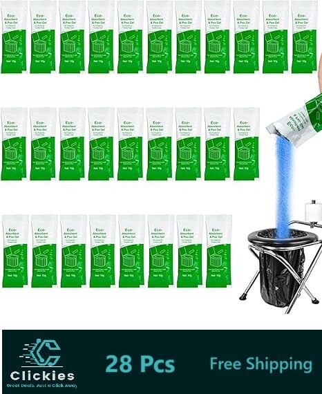 28 Packs Poo Gel for Portable Toilet – Camping Toilets Bags Lemon Eco Gel for Ca