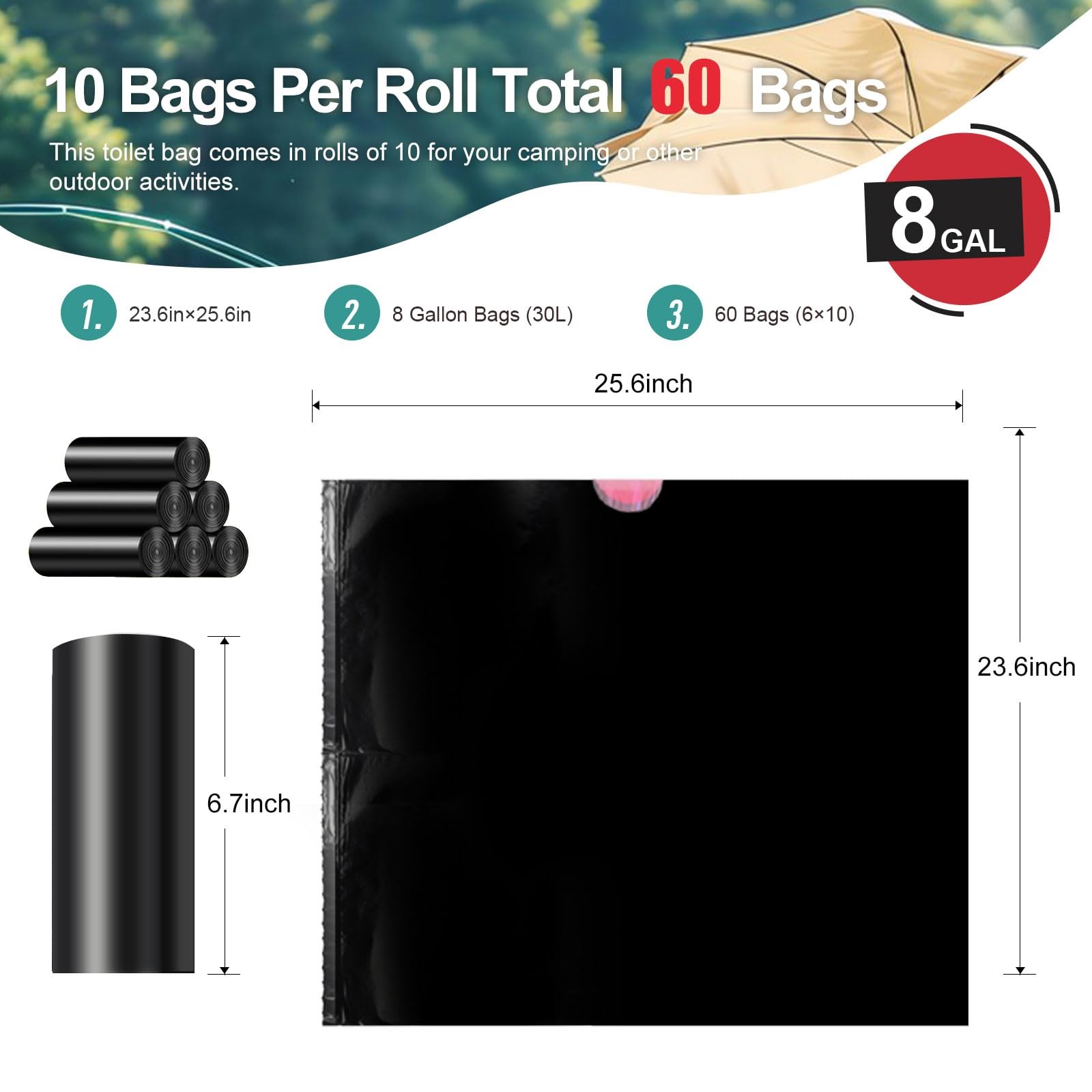 Ann Katy Portable Toilet Bags，Drawstring Camping Toilet Bags Toilet Trash Bag…