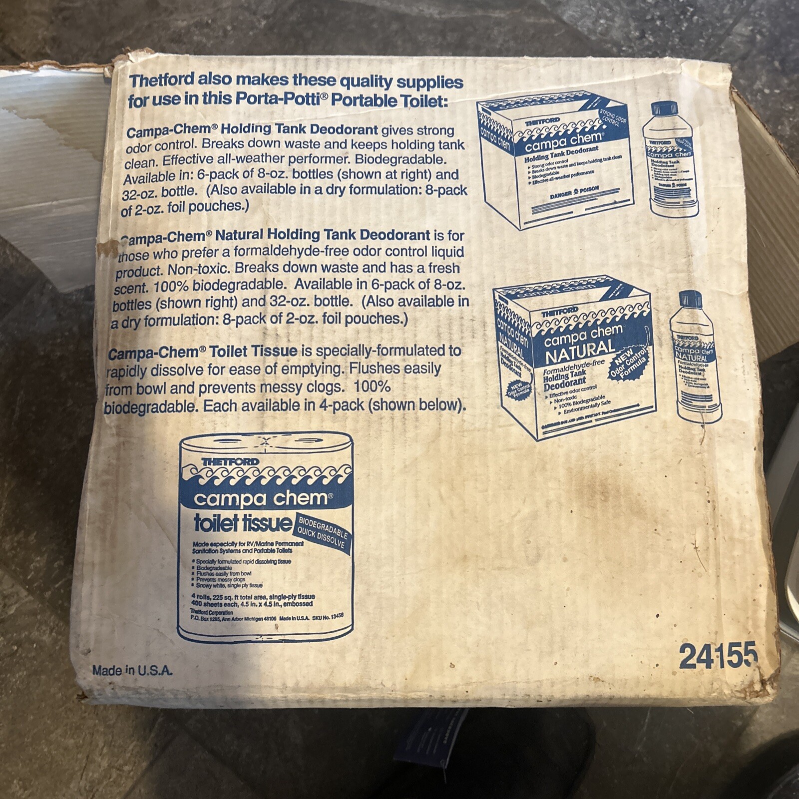 THETFORD MODEL 155 PORTA POTTI PORTABLE TOILET 4.3 GALLONS BRAND NEW!!!