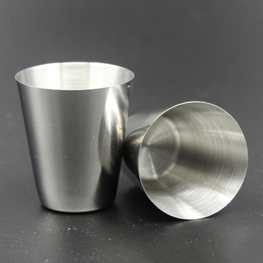 Stainless Steel Cup Set for Camping 30ml Pack of 4 with Leather Storage Case