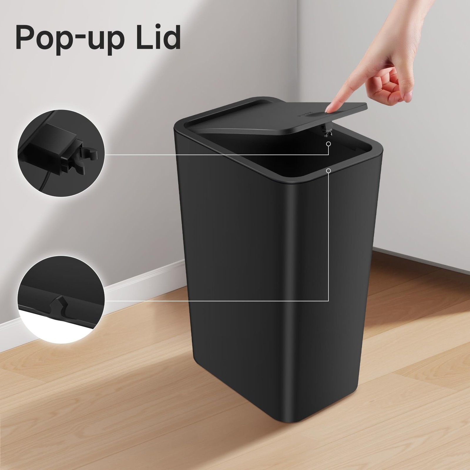 TIPGO Bathroom Trash Can with Lid, 4 Gallon / 15 Liter Small Garbage Can, Pre…
