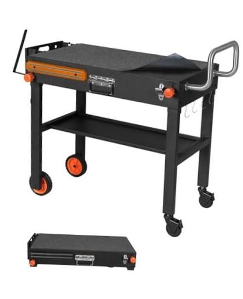 Grill Table Forstone Griddle 22 and 17 Inch, Grill Carts 32″D x 17″H Black